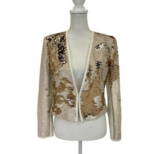 Ted Baker London Sequin Jacket Size 3 Gold/White
